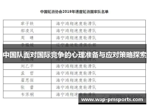中国队面对国际竞争的心理准备与应对策略探索