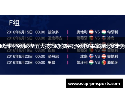 欧洲杯预测必备五大技巧助你轻松预测赛果掌握比赛走势